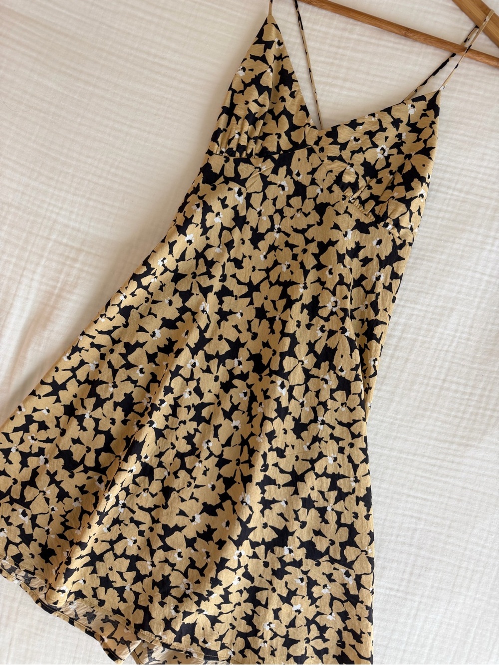 Madewell Black Slip Dress with Cream Floral Print - Picture 2 of 5